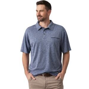 Duluth Trading Mens XL Blue Heather Performance Polo Shirt Short Sleeve